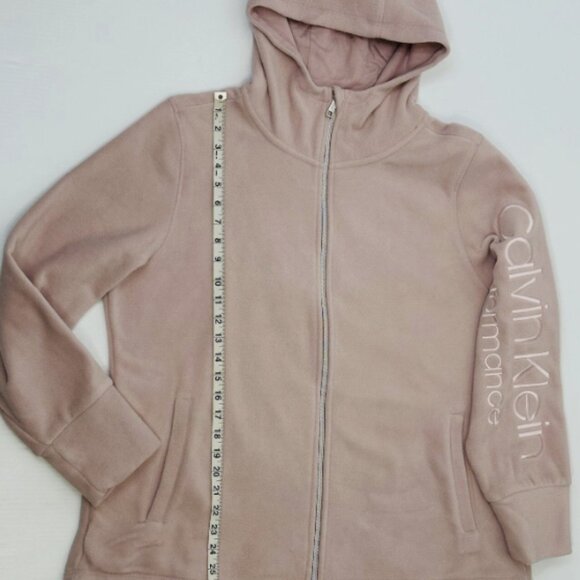 Calvin Klein Performance 1X Light Gray/Brown Full-Zip Long Sleeve Fleece Hoodie - Picture 5 of 15